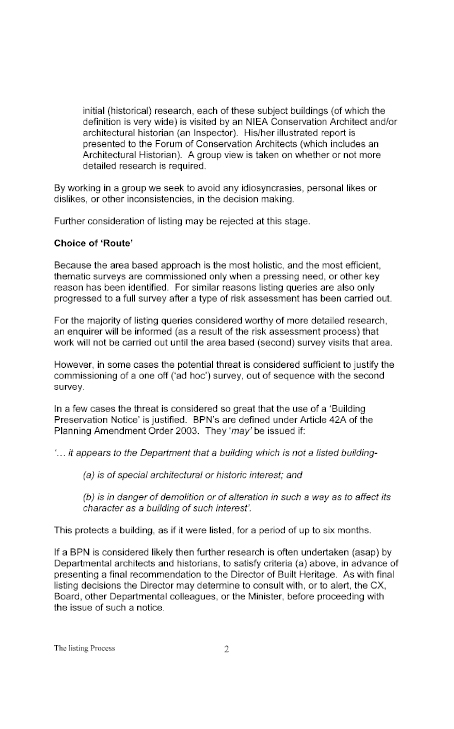 (NIEA) Information on the Listing Process