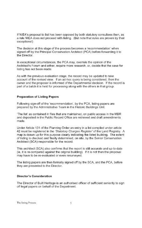 (NIEA) Information on the Listing Process