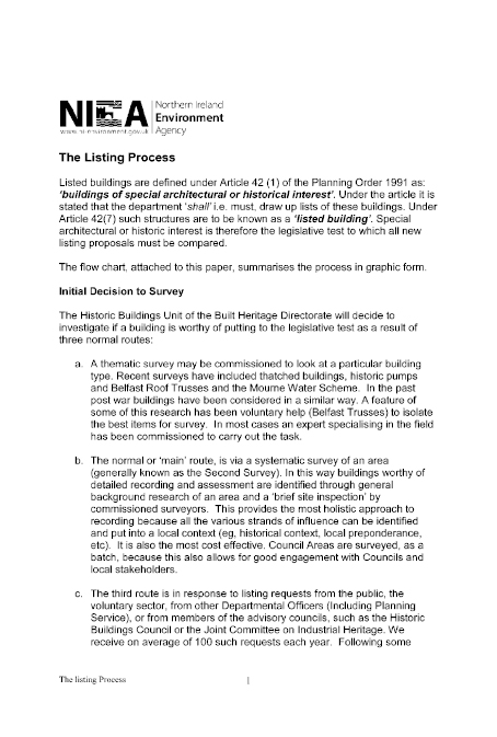 (NIEA) Information on the Listing Process