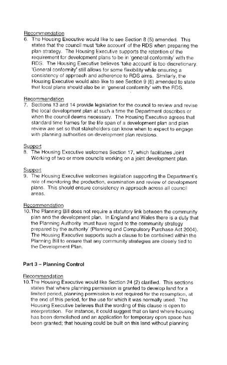 Northern Ireland Housing Executive Supplementary Information