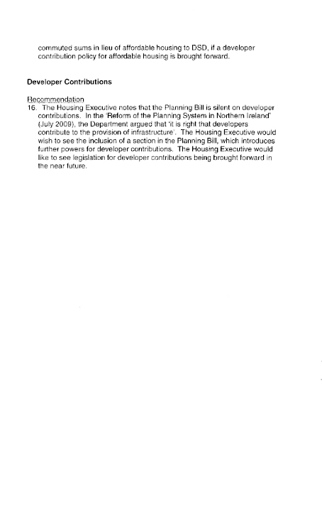 Northern Ireland Housing Executive Supplementary Information