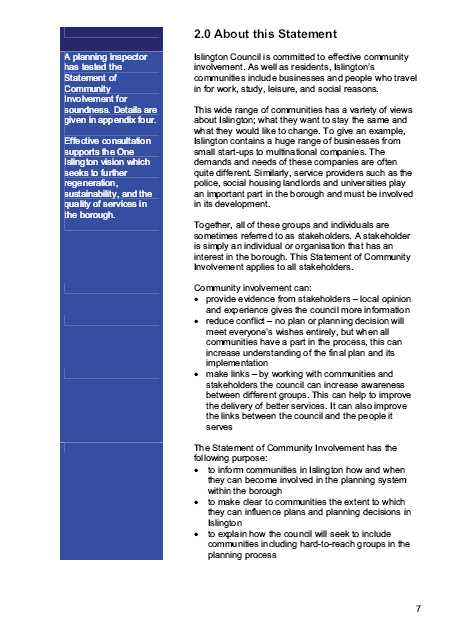 Islington’s Statement of Community involvement