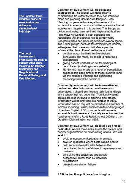 Islington’s Statement of Community involvement