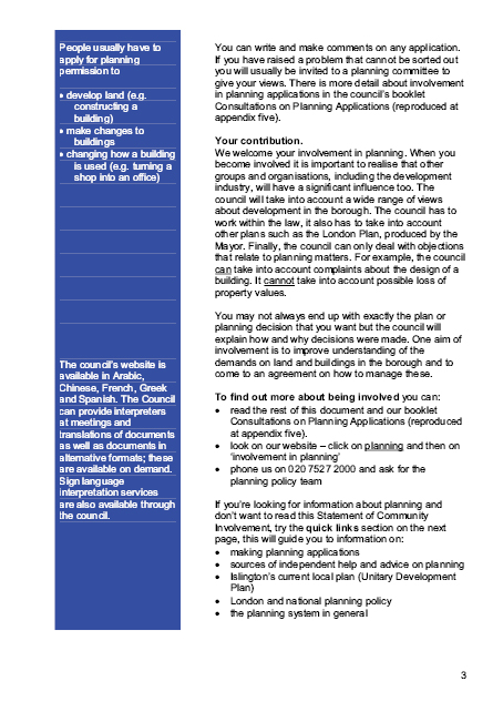 Islington’s Statement of Community involvement