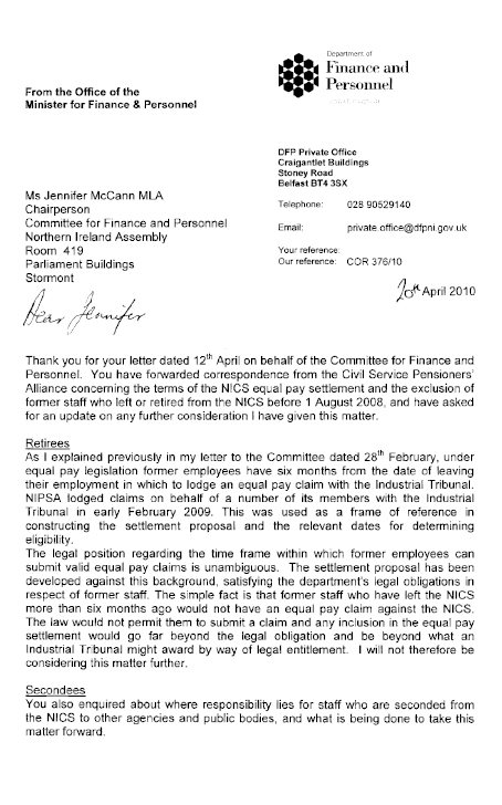 Correspondeance from Sammy Wilson