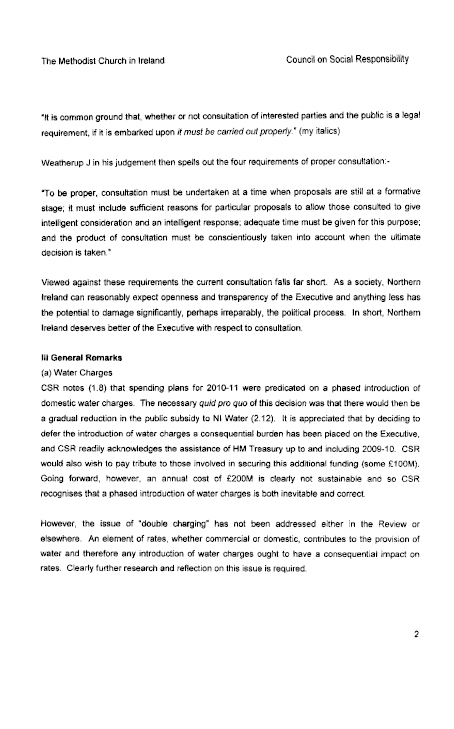 The Methodist Church in Ireland - Review of 2010-11 Spending Plans