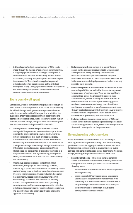CBI-NI Public Spending Reform Executive Summary