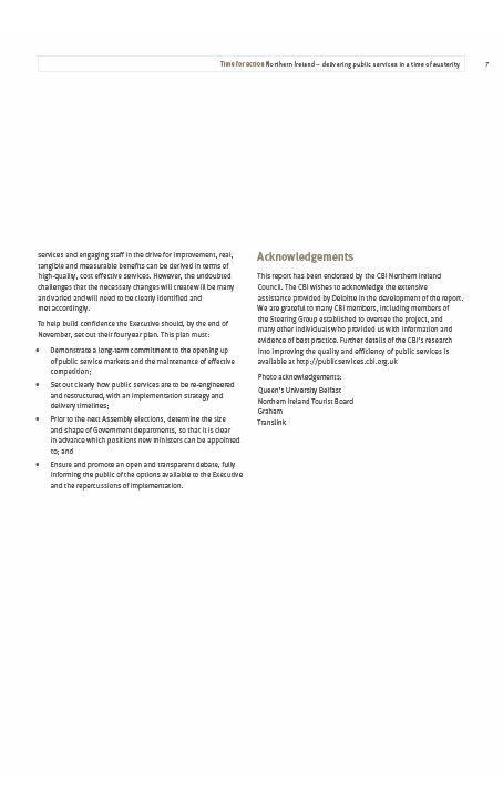 CBI-NI Public Spending Reform Executive Summary
