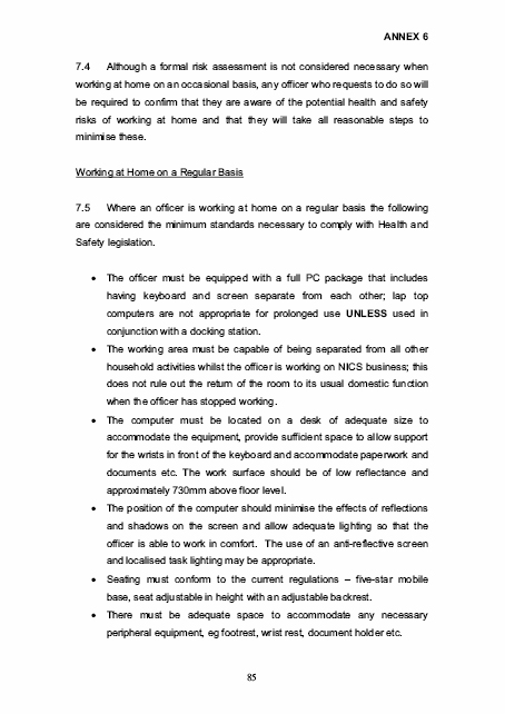 Working at home - The NICS Homeworking Policy and Guidance