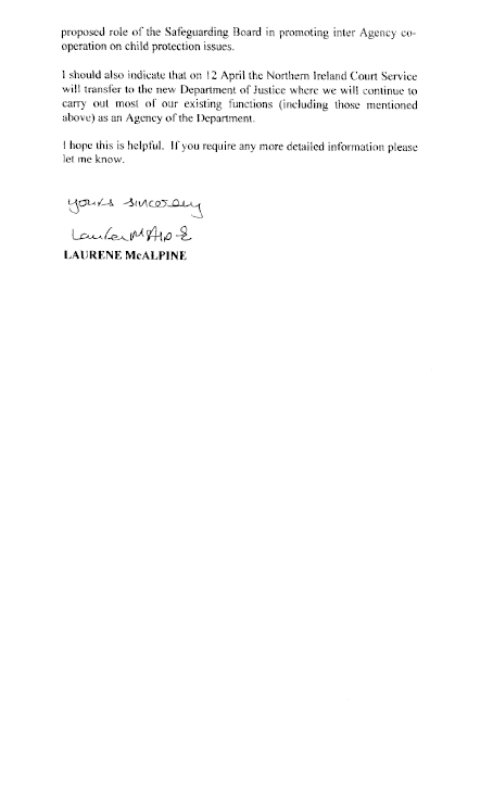 Letter from the Lord Chief Justice
