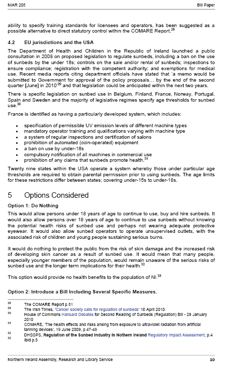 Sunbeds Bill Research Paper
