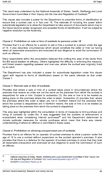 Sunbeds Bill Research Paper