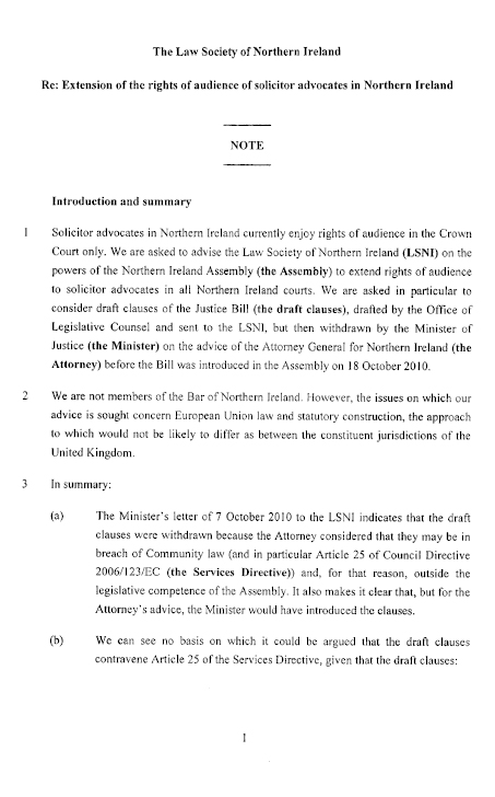 The Law Society of NI - Solicitor Advocacy submission