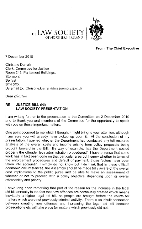 The Law Society of NI - Further observations
