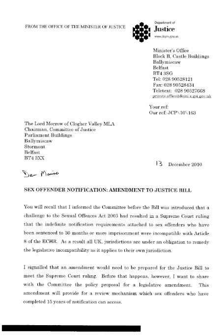Notice of Amendment - Sex Offender Notification