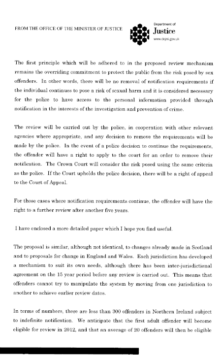 Notice of Amendment - Sex Offender Notification