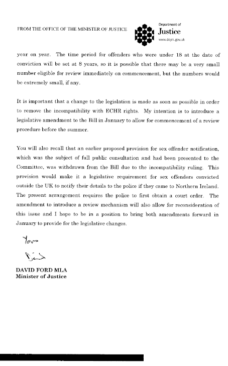 Notice of Amendment - Sex Offender Notification