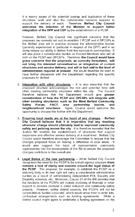 Belfast City Council submission