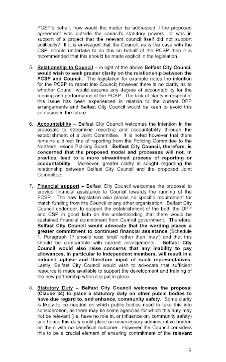 Belfast City Council submission