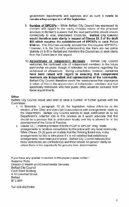 Belfast City Council submission