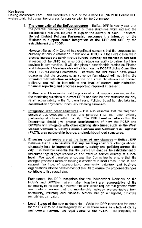 Belfast District Policing Partnership submission