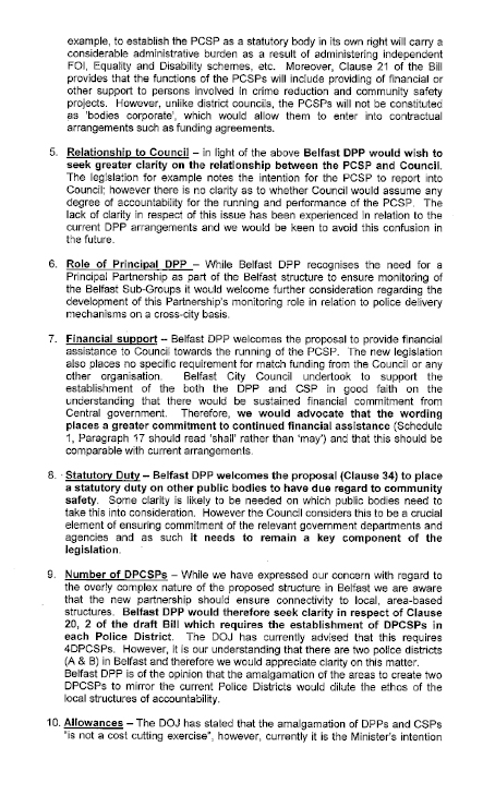 Belfast District Policing Partnership submission
