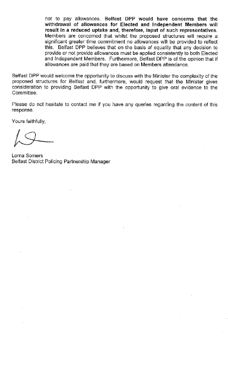 Belfast District Policing Partnership submission