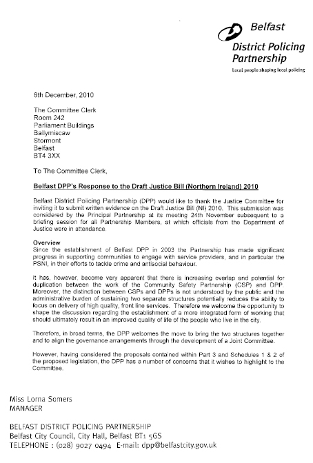 Belfast District Policing Partnership submission