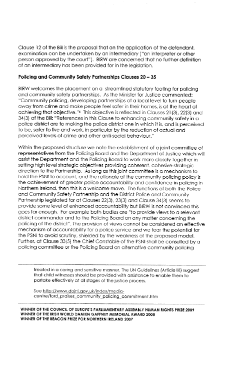 British Irish Rights Watch submission