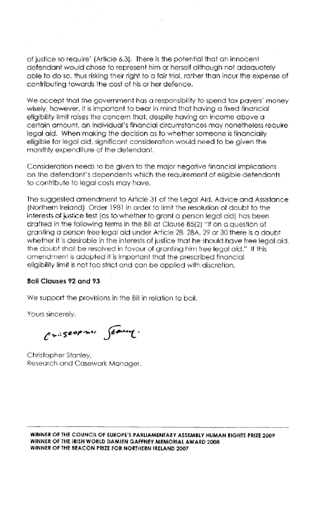 British Irish Rights Watch submission