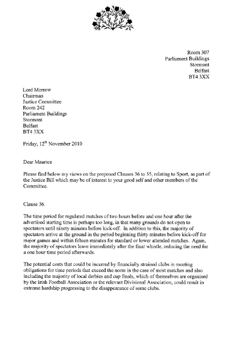 Cllr Ken Robinson MLA submission