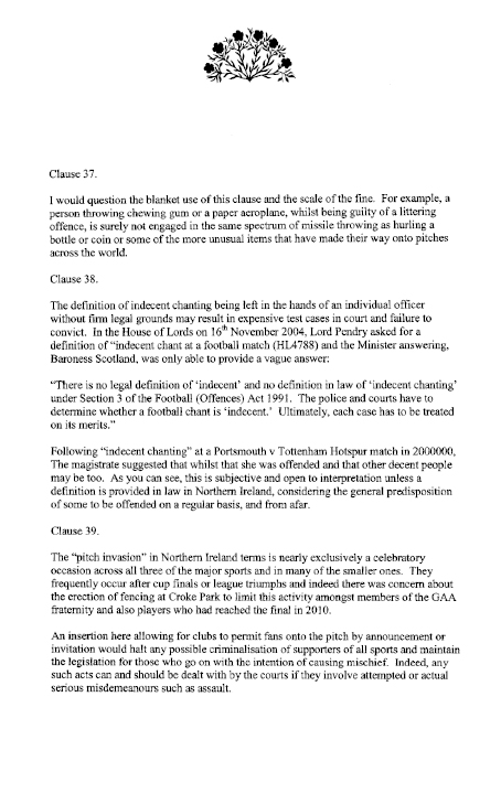 Cllr Ken Robinson MLA submission