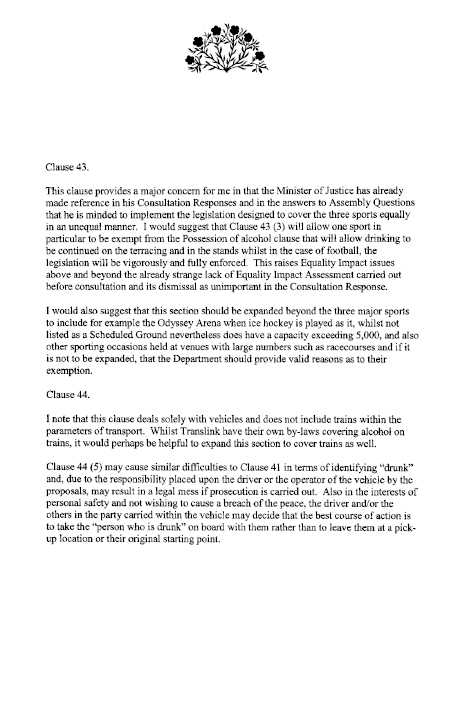 Cllr Ken Robinson MLA submission