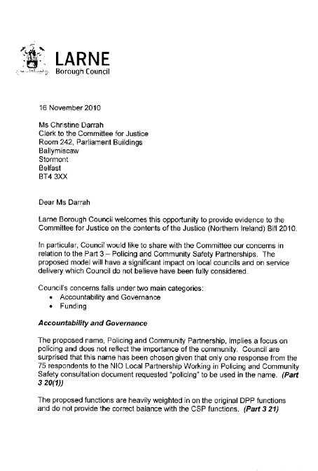 Larne Borough Council submission