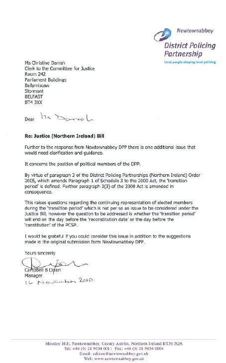Newtownabbey District Policing Partnership submission