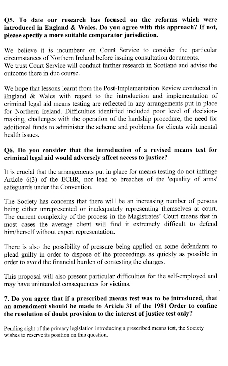 Law Society of Northern Ireland submission