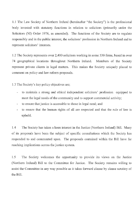 Law Society of Northern Ireland submission