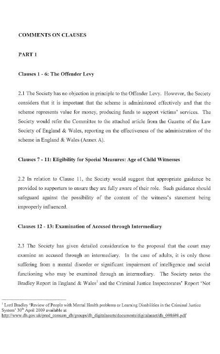 Law Society of Northern Ireland submission