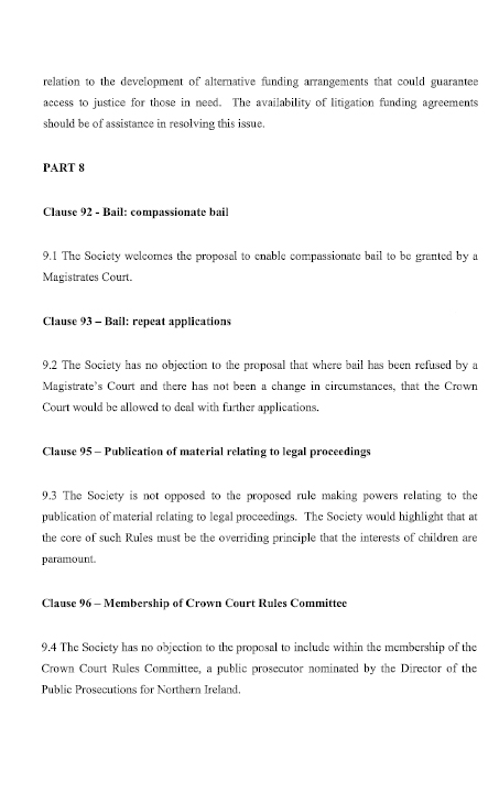Law Society of Northern Ireland submission
