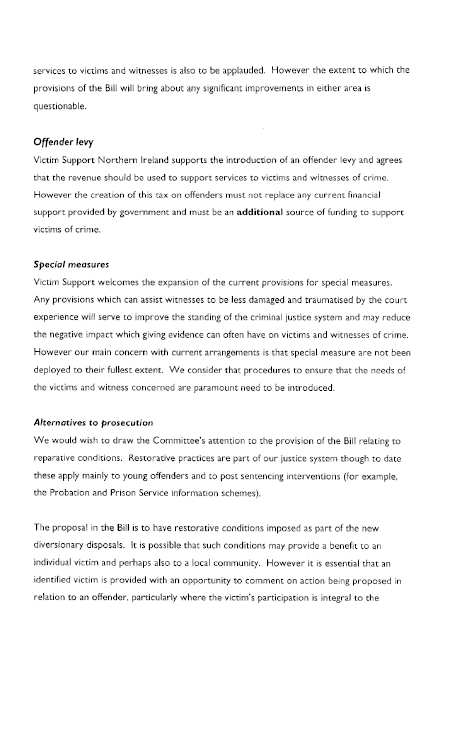 Victim Support Northern Ireland submission