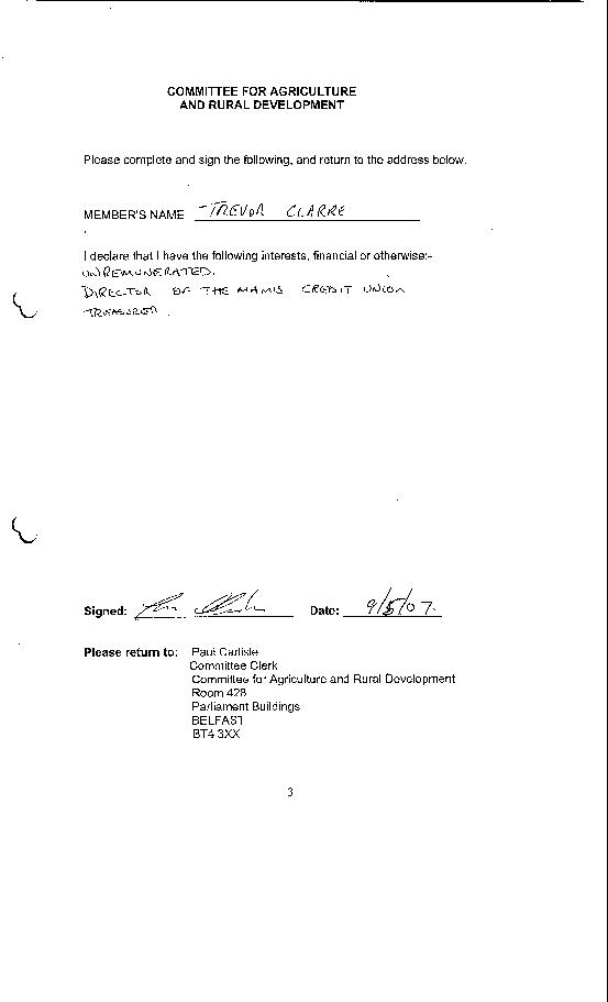 Trevor Clarke declaration of interests