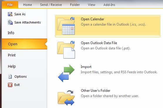 Adding a calendar to Outlook
