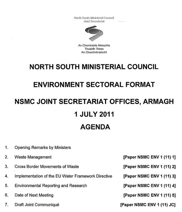 Agenda for the meeting