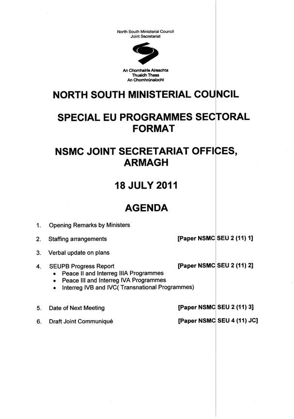 Agenda for the meeting