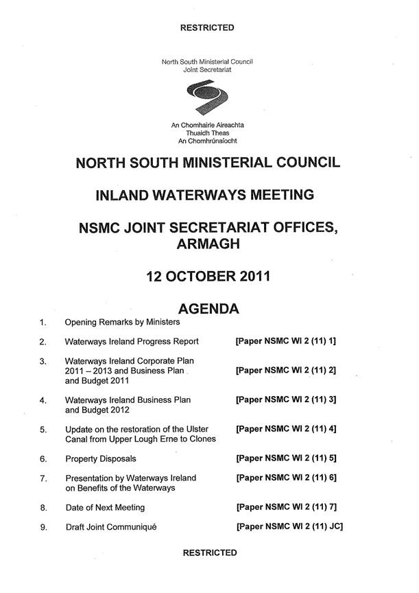 Agenda for the meeting