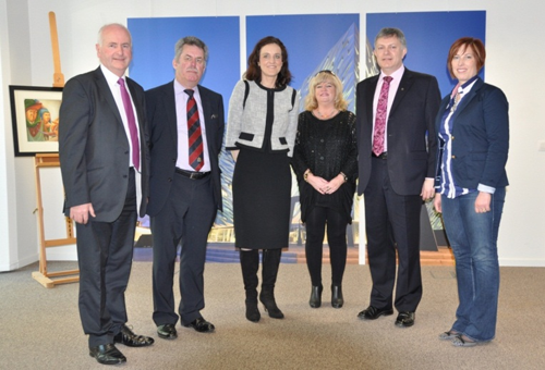 Gordon Dunne, Alban Maginness, Maeve McLaughlin, Patsy McGlone (Chair) and Sandra Overend meet Secretary of State, Theresa Villiers (centre) during the ETI Committee visit to Brussels 