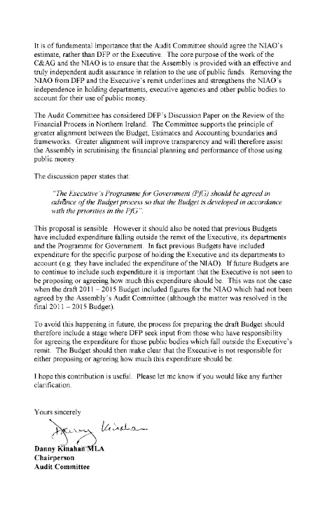 Audit Committee response
