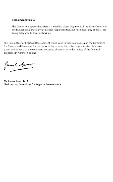 Regional Development response