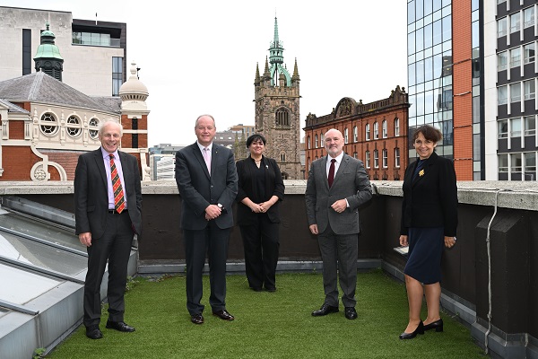 Pictured with the Assembly Speaker and President of the Northern Ireland Assembly CPA Branch, Alex Maskey MLA, are (left-right) Ian Liddell-Grainger MP and Acting Chair of the CPA, William Humphrey MBE MLA, Chairperson of the Northern Ireland Assembly Branch of the CPA, Leona Roberts MLA Falkland Islands Government and Julie Elliott MP, UK Parliament.