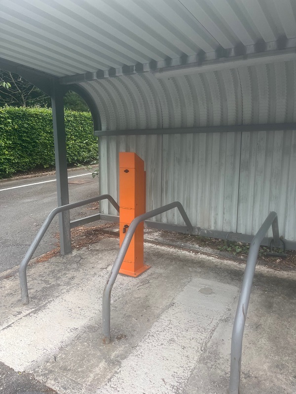 The e-bike charging point in the lower east car park beside Parliament buildings.